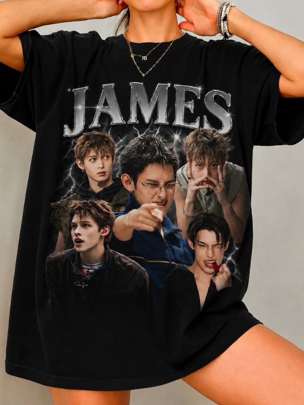 JAMES Graphic Vintage Black T-Shirt